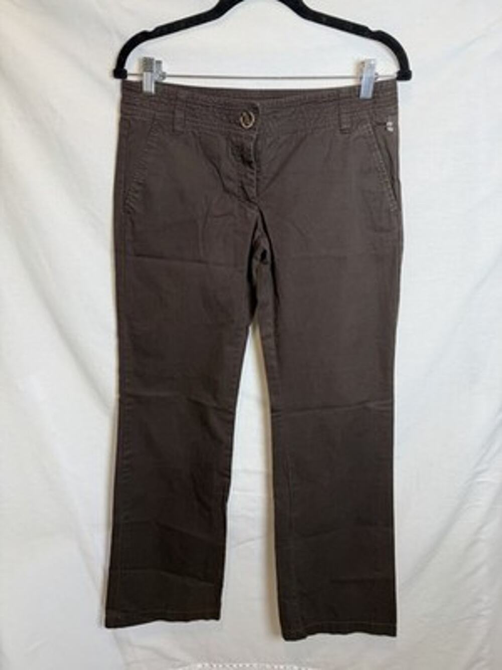 Zara Basic Womens Low Rise Pants Khaki Brown Sz 6 Pockets
